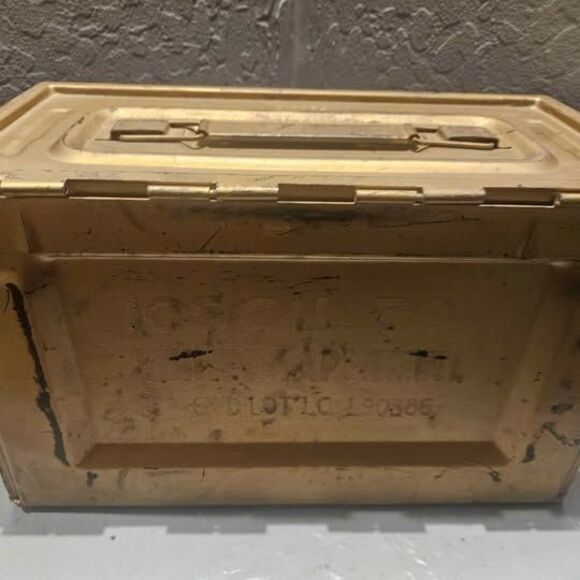 Gold Metal Ammo Box Cal .50 12" X 6" X 8" - Picture 2 of 7